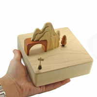 Mountain Railroad Pass Moving Wooden Musical Box additional image