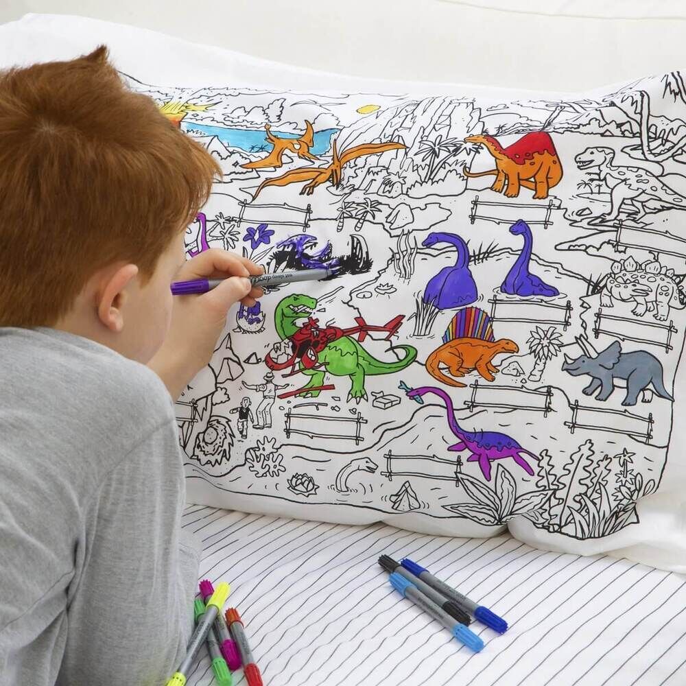 Colour and Learn Dinosaur Pillowcase