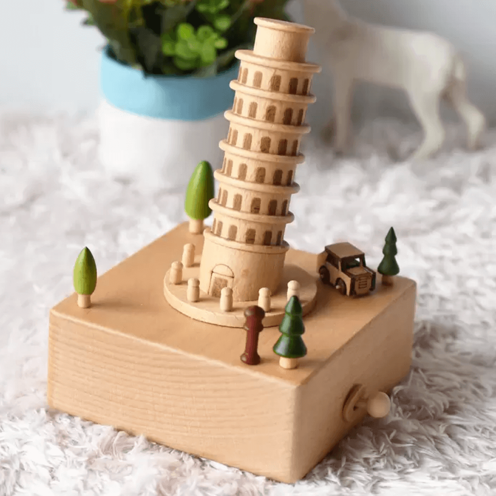 Leaning Tower of Pisa Wooden Music Box