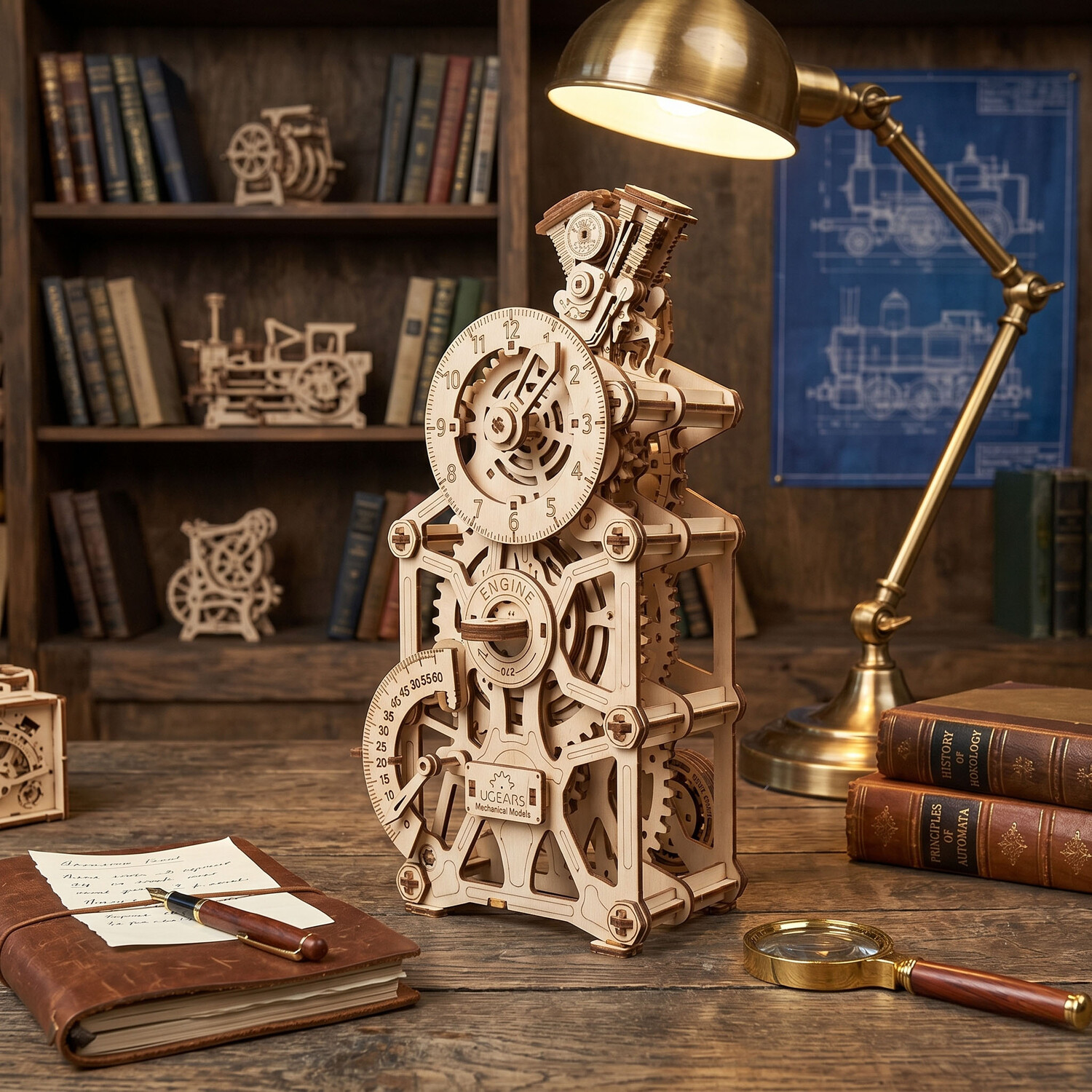 UGears Engine Clock Wooden Model Kit