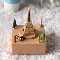 Small Eiffel Tower Wooden Musical Box additional image