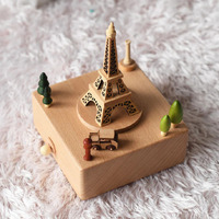 Small Eiffel Tower Wooden Musical Box additional image