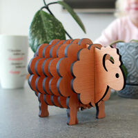 3D Sheep Wooden Coaster Set main image