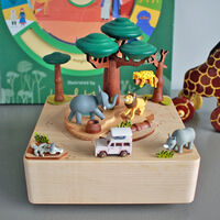 African Safari Moving Wooden Music Box main image
