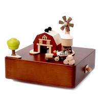 Barn and Tractor Moving Wooden Musical Box main image