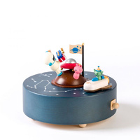 Birthday in Space Moving Wooden Musical Box
