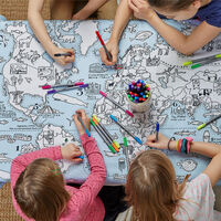 Colour and Learn World Map Table Cloth main image