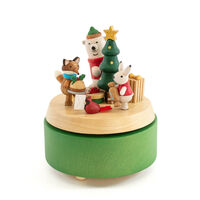 Christmas Morning Moving Wooden Musical Box main image