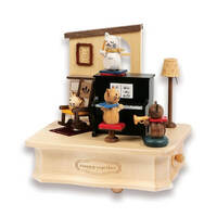 Cats Play Piano Moving Wooden Musical Box main image