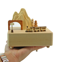 Mountain Railroad Pass Moving Wooden Musical Box main image