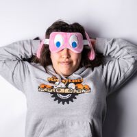 Pac Man Pink Ghost Travel Pillow and Eye Mask Set main image