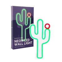 Small LED Cactus Neon Wall Light main image