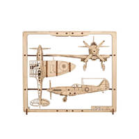 UGears Fighter Aircraft 2.5D Wooden Puzzle Kit main image