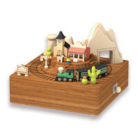 Western Train Moving Wooden Musical Box main image