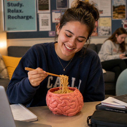 Brain Ceramic Noodle Bowl with Chopsticks