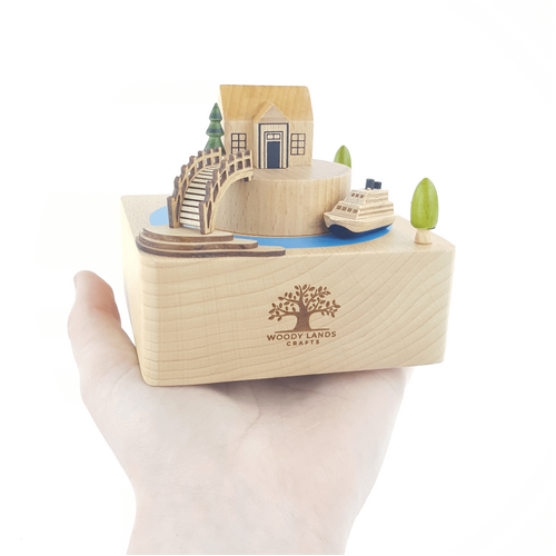 Chalet by the River Wooden Music Box