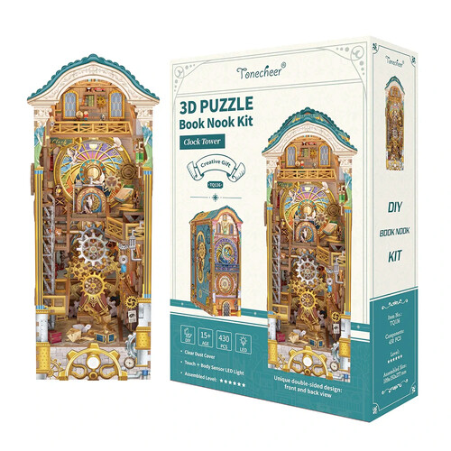 Clock Tower 3D Wooden Puzzle DIY Book Nook