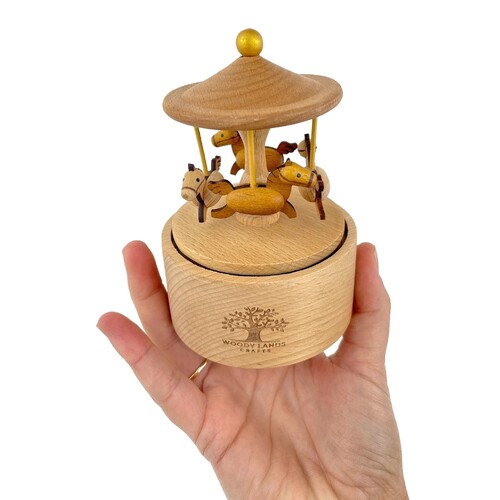 Horse Carousel Mini Wooden Music Box