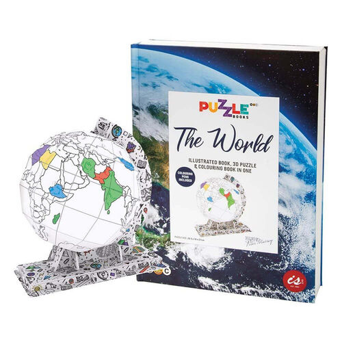 World Puzzle Book An illustrated book, 3D puzzle and colouring book