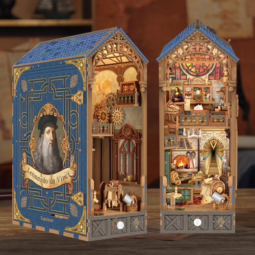 Leonardo Da Vinci 3D Wooden Puzzle DIY  Book Nook Kit
