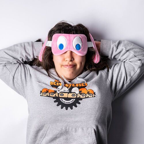 Pac Man Pink Ghost Travel Pillow and Eye Mask Set