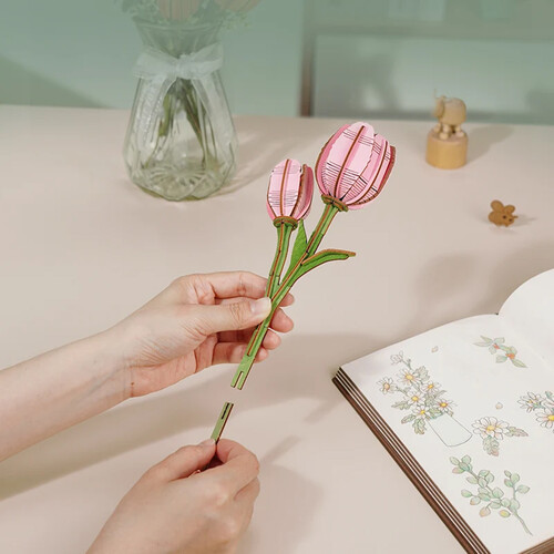 Rowood Pink Tulip Wooden Bloom Craft Kit