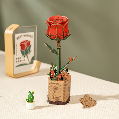 Rowood Red Rose Wooden Bloom Craft Kit