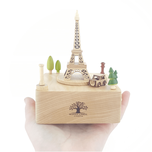 Small Eiffel Tower Wooden Musical Box