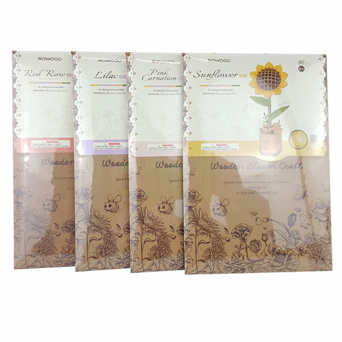 Wooden Flowers 4 Pack