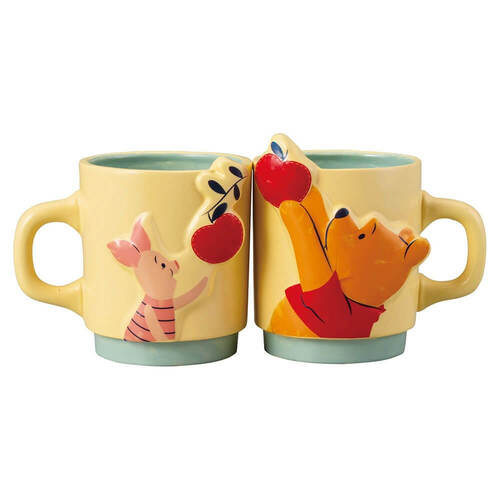 Winnie the Pooh and Piglet Apple Pair Mugs