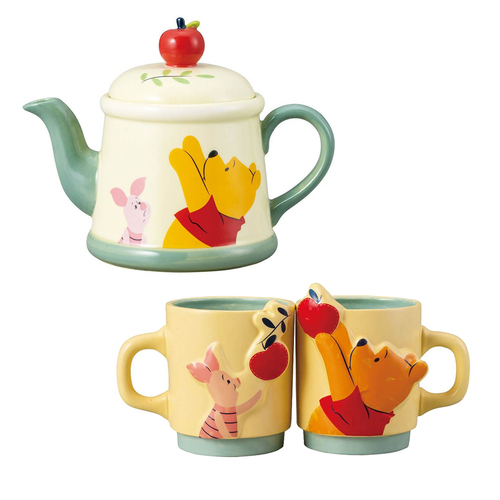 Winnie the Pooh and Piglet Apple Teapot and Mugs Set